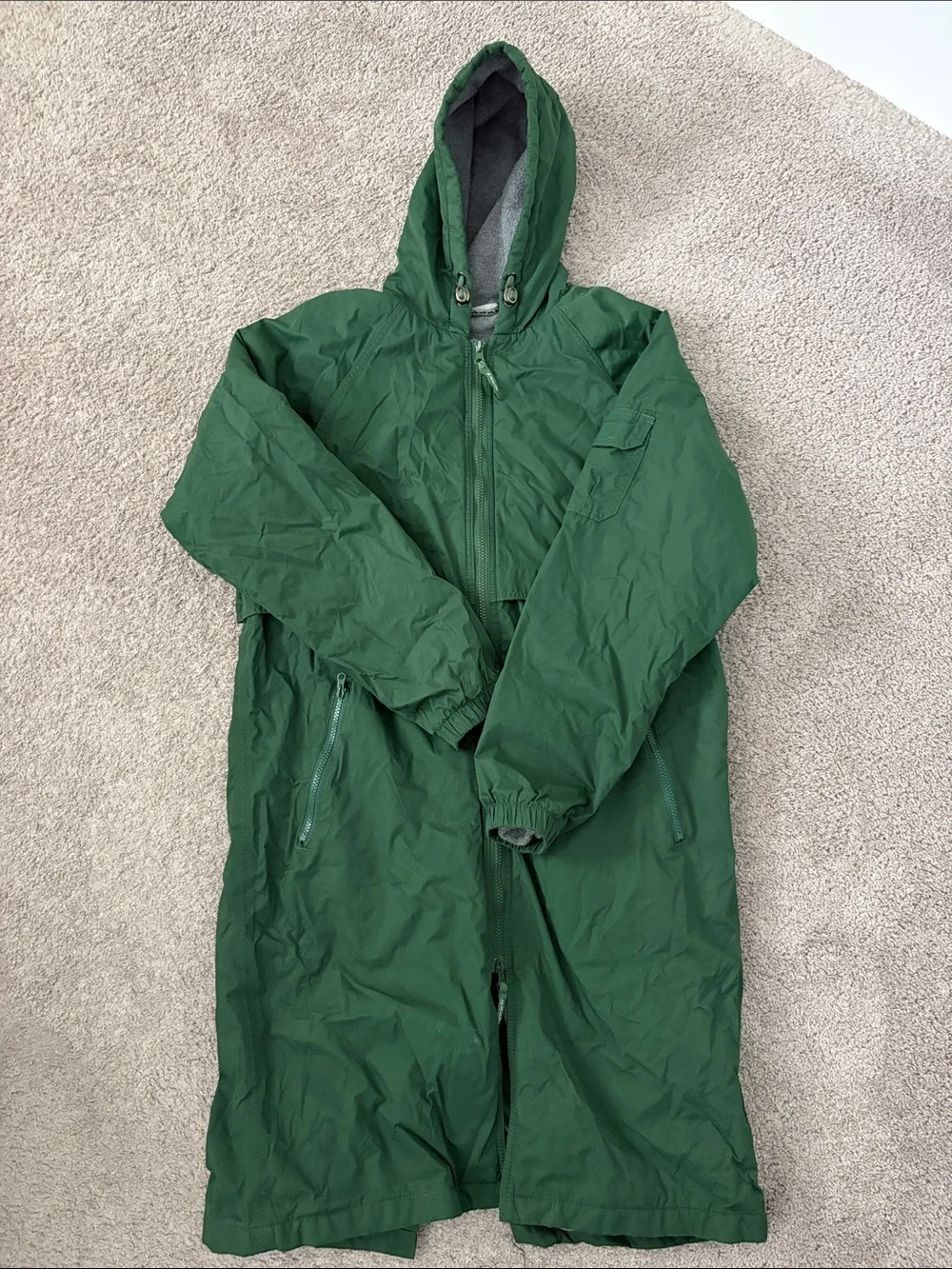 Kids Green Hooded Swim parka - Zip Front